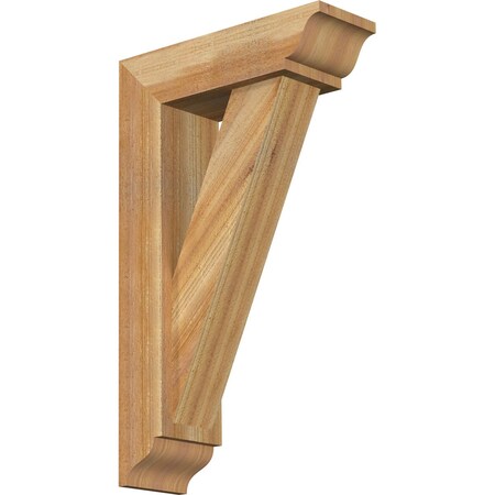 Ekena Millwork Traditional Traditional Rough Sawn Bracket w/ Offset Brace, Western Red Cedar, 6"W x 18"D x 30"H BKT0604X18X30TRA01RWR
